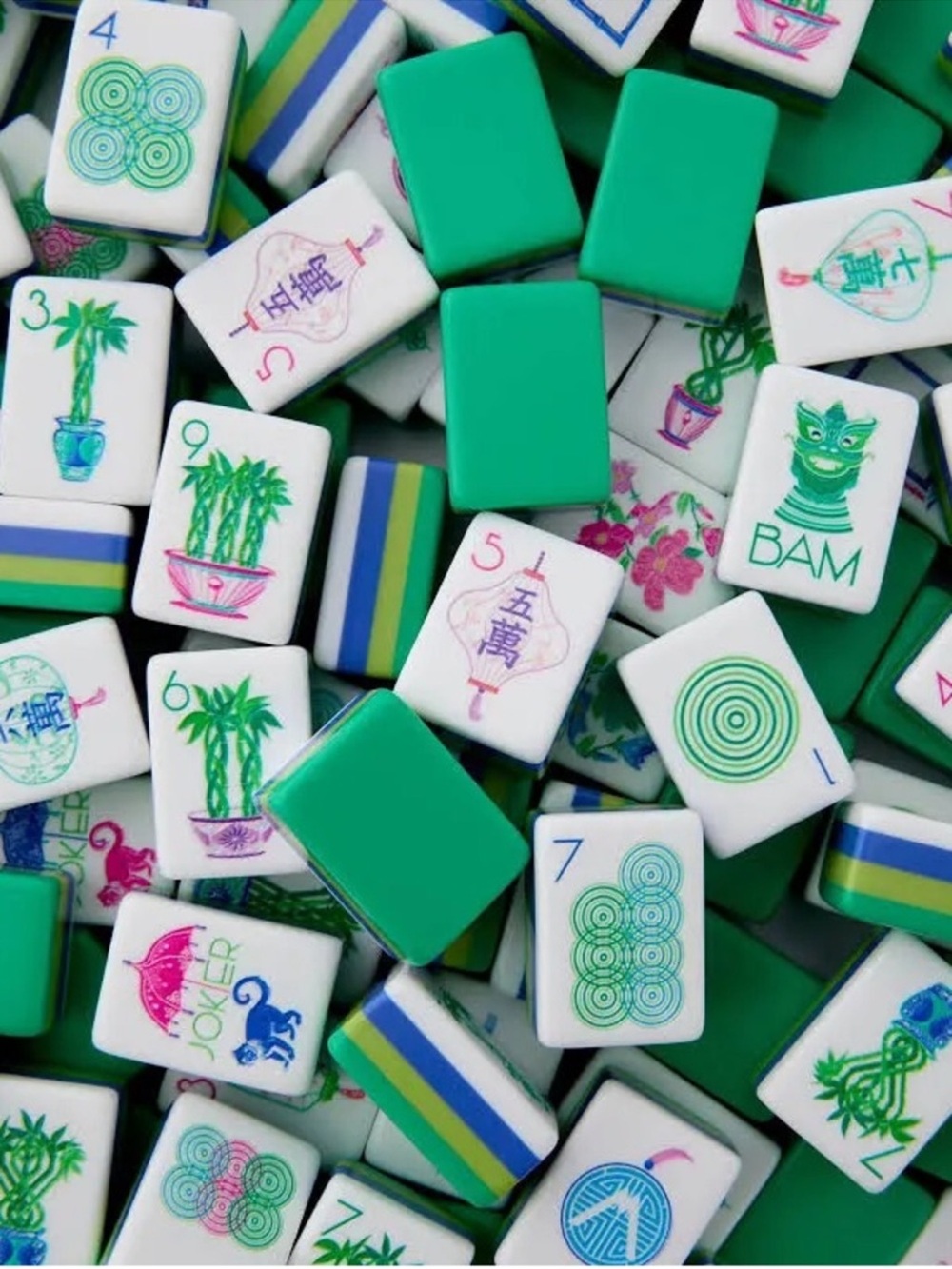 Blue and Green Mahjong Tiles